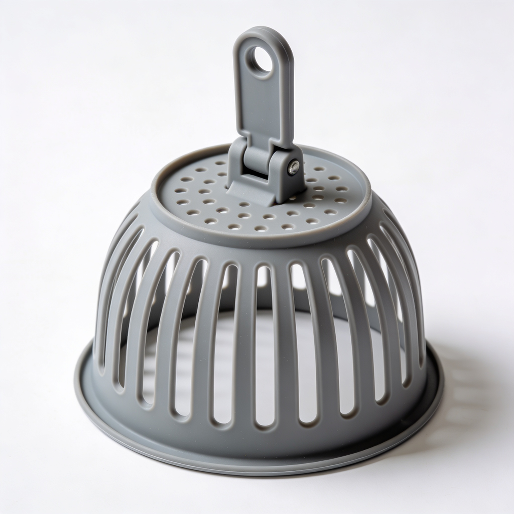 kitchengadget Kitchen Gizmo Snap N' Strain - Silicone Pasta Strainer Clip-On for Pots and Pans - Heat Resistant Colander for Vegetables and Noodles - Kitchen Gadgets for Cooking - Space-Saving Design - Gray